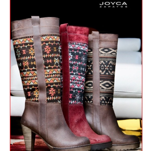 Stunning Joyca Boho Moroccan Pattern Leather Heeled Boots - Picture 4 of 7